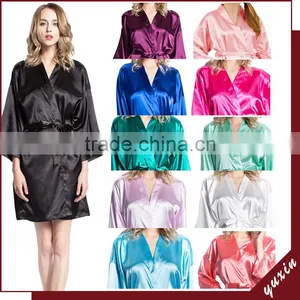 Wholesales Silk Short Robe Satin Sexy Robes for Spa Silk Pajama WR009 thumbnail-1