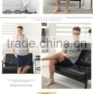 In the Summer of 2016 the European and American New Men Checked Suit Pajamas Leisurewear High-grade Knitted Cotton Leisure With thumbnail-4