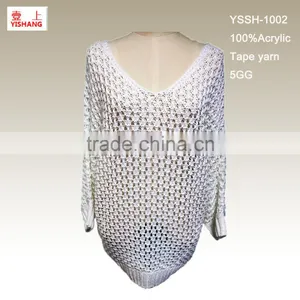Hollow Sweater 100%Acrylic Tape Yarn Hot Sale Sweater thumbnail-1