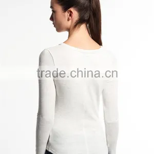 2016 Guangzhou Shandao Autumn Casual Style Women Daily Wear Long Sleeve Round Neck Slim White Rayon Tops thumbnail-4