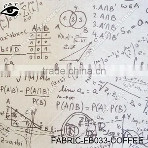 Math Equation Coffee Color Printed Linen Fabrics thumbnail-2