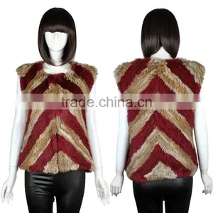 YR595 Newest Fashion Rabbit Knit Fur Vest/Real Fur Clothing thumbnail-1