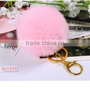 SJ748-01 SJ748 8CM Genuine Rabbit Fur Ball Keychain 2016 Fur Ball Keyring Women Fur Key Keychain Couples Keychain thumbnail-1