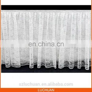 Fashion High Grade Quality White Lace Table Skirt Design For Wedding thumbnail-1