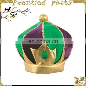 Green & Purple Mardi Gras Plush Crown Hats thumbnail-1