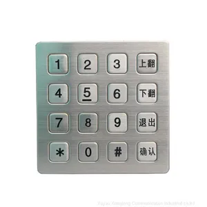 4x4 Keys Waterproof Stainless Steel Keypad for Access Control thumbnail-1