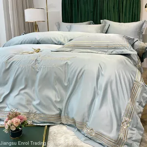 European Summer Cooling Ice Silk Bed Sheet Embroidery thumbnail-2