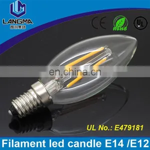 Langma Shenzhen Led Supplier CE 230V Clear All Glass Candle 360 Degree Ra>80 2W 4W C35 Filament Bulb Led 230v E14 UL/CUL thumbnail-1