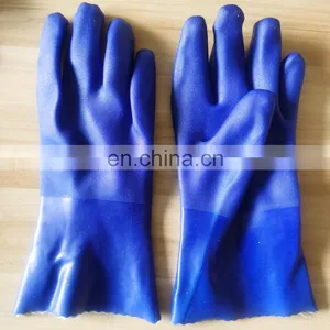 12 Inch Blue Cut Resistant Impact Resistant PVC Coated Gloves With Gauntlet Cuff thumbnail-5
