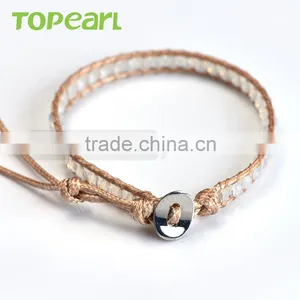 Topear Jewelry 3pcs 2016 White Crystal Handmade Single Wrap Bead Bracelet CLL10 thumbnail-2
