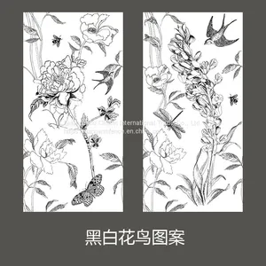 Nordic Soft Light Plant Flower Pattern Wall Tile 400 × 800 Dining Room Bathroom Living Room Wall Tiles thumbnail-3