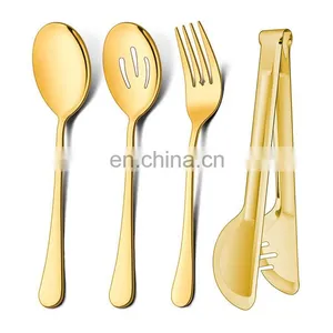 Wholesale 4pcs Cutlery Utensil Serving Set Stainless Steel Cutlery Set Knife Fork Spoon Serving Flatware Set thumbnail-3