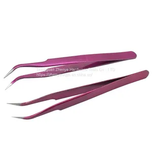 Professional Precise Eyelash Grafting Tweezers Planting Eyelash Clip Purple Straight Head Elbow Eyelash Clip Cute Eyelash Tool Sticker thumbnail-2