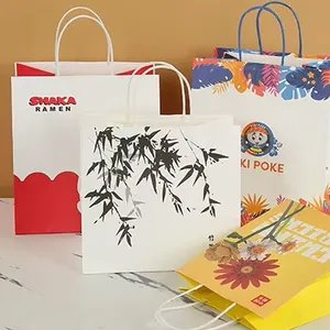 Custom Party Snacks Candy Bag Folding Supermarket Shopping Bag New Year Christmas Gift Paper Bag thumbnail-2