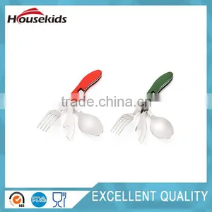 Outdoor Camping Tableware Stainless Steel Folding Fork Knife Spoon Sets Picnic C thumbnail-3