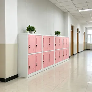 Pink Color Small 4 Doors Steel Locker School Kindergarten Metal Storage Cabinet Locker thumbnail-4