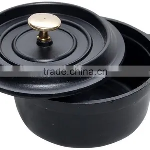 Black Round Serving Dish and Platters With Lid / Cocotte Cast Iron Dish , Manufacture of Serving Dish thumbnail-1