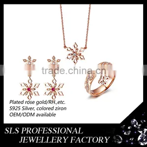 2015 Fashion Italian Style 925 Stering Silver Rose Gold Plated Beautiful Jewelry Set thumbnail-1