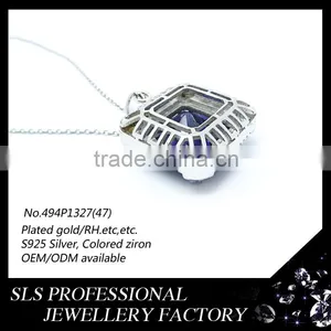 2015 Beautiful Silver Pendant Big Stone Pendant Design With Purple Gemstone /crystal Pendant for Women Mother's Day Gift thumbnail-5