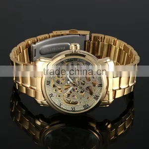 2016 Brand New Gold Watch Custom Logo Automatic Self Winding Wrist Watch for Men ZB007 thumbnail-4