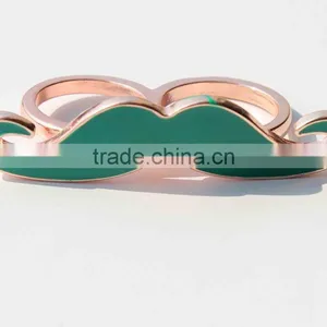 Gold Ring Designs For Girls, Fashion Jewelry Ring Jewellery PT10078 Alloy Enamel Two Finger Ring thumbnail-1