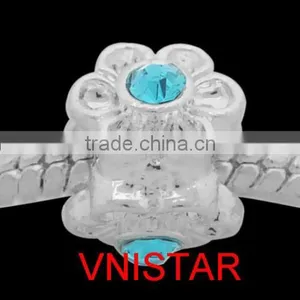 Vnistar Silver Plated Flowers Shape European Crystal Beads With Pink&clear&cyan Three Colors PBD1372 thumbnail-4