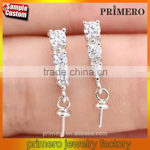 925 Sterling Silver Handmade Zircon Findings Earring Hooks Fittings thumbnail-1