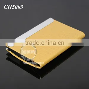 Box Packing Cube Pattern Yellow Gold Leather Flannelette Lining Stainless Steel Metal Novelty Card Holder thumbnail-5