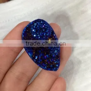 In Stock!!! Blue Color Agate Necklace Drusy Pendant Pear Shape Druzy Pendant thumbnail-3