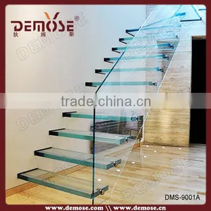 Prefabricated Demose Diy L-shape Floating Glass Staircase thumbnail-1
