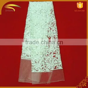 Big Sales White African French Guipure Lace Embroidery Swiss Fabric for Wedding Dress Making thumbnail-1