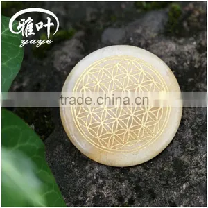 Natural Yellow Jade Flower of Life Stones Necklacce/Pendants thumbnail-1