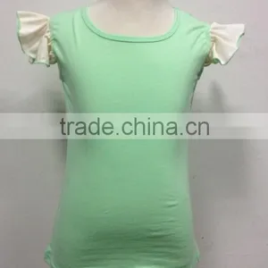 Hot Selling Girls Blank Ruffle Sleeve t Shirt thumbnail-2