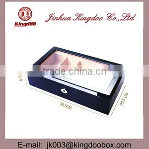 Jinhua Supplier Rectangular Wooden Handmade PU Leather Sunglasses Box With Window thumbnail-4