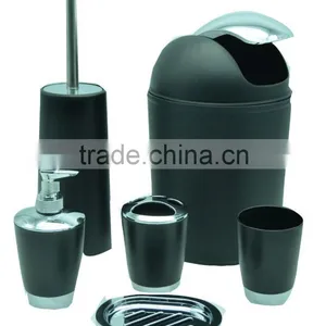 Stainless Steel Bathroom Accessory Set of 6pcs - Lotion Pump, Soap Dish, Toothbrush Holder.Trash Can thumbnail-1