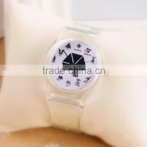 Stock! Unique High Quality Fashion New Arrival Cheap Transparent Plastic Wrist Watch for Gift thumbnail-1