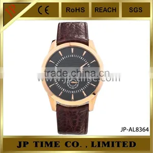 Rose Gold Japanese Movement Stainless Steel Back Water Resistant With Stainless Steel Back Blue Red Leather Band Watch thumbnail-1