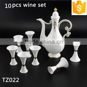 Japanese 10pcs Fine Bone China Wine Set With Gold-rim thumbnail-1