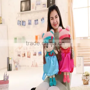 55*25cm Beautiful Customized Light Blue Stuffed Plush Feir Girl Doll Backpack With Matched Hat&skirt thumbnail-2