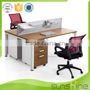 Office Desks for Two People White Table Aluminum Frame Panel Partition Metal Leg thumbnail-3