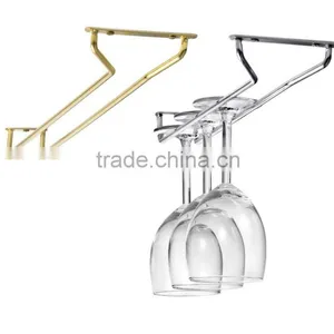 Chrome or Brass Plated Metal Wire Bar Wine Glass Rack thumbnail-1