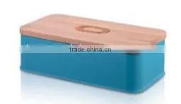 Colorful Bread Box With Wooden Lid thumbnail-1