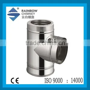 CE Double Wall Stainless Steel Tee for Fireplace Chimney Flue Pipe thumbnail-1