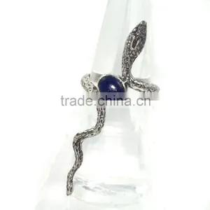Lapis Lazuli Oval Plain Silver Plated 925 Silver Sterling Silver Ring thumbnail-1