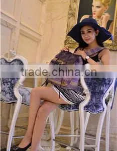 Promotional Fashion Canvas Purple Bag Grils Backpack thumbnail-3