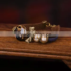 Jingdezhen Made Handmade Leather Bracelet Ceramic Beads Bracelet for Sales Supplier's Choice thumbnail-1
