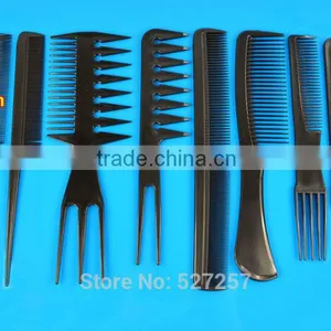 10Pcs Barbers Brush Combs Set Black Pro Salon Hair Styling Tools Hairdressing Plastic thumbnail-5