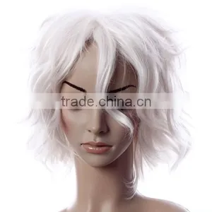 High Quality White Silk Top Lace Front Wig Small Head Short Synthetic Hair Wig thumbnail-2