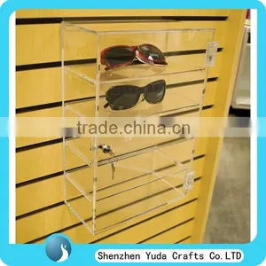 Customized 5 Layers Slatwall Sunglass Display Case With Lock, Clear Acrylic Display Box Wholesale thumbnail-1