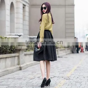 Stylish Lady Women's High Waist Vintage Style Pleated Swing Ball Gown Dark Print Skirt thumbnail-4